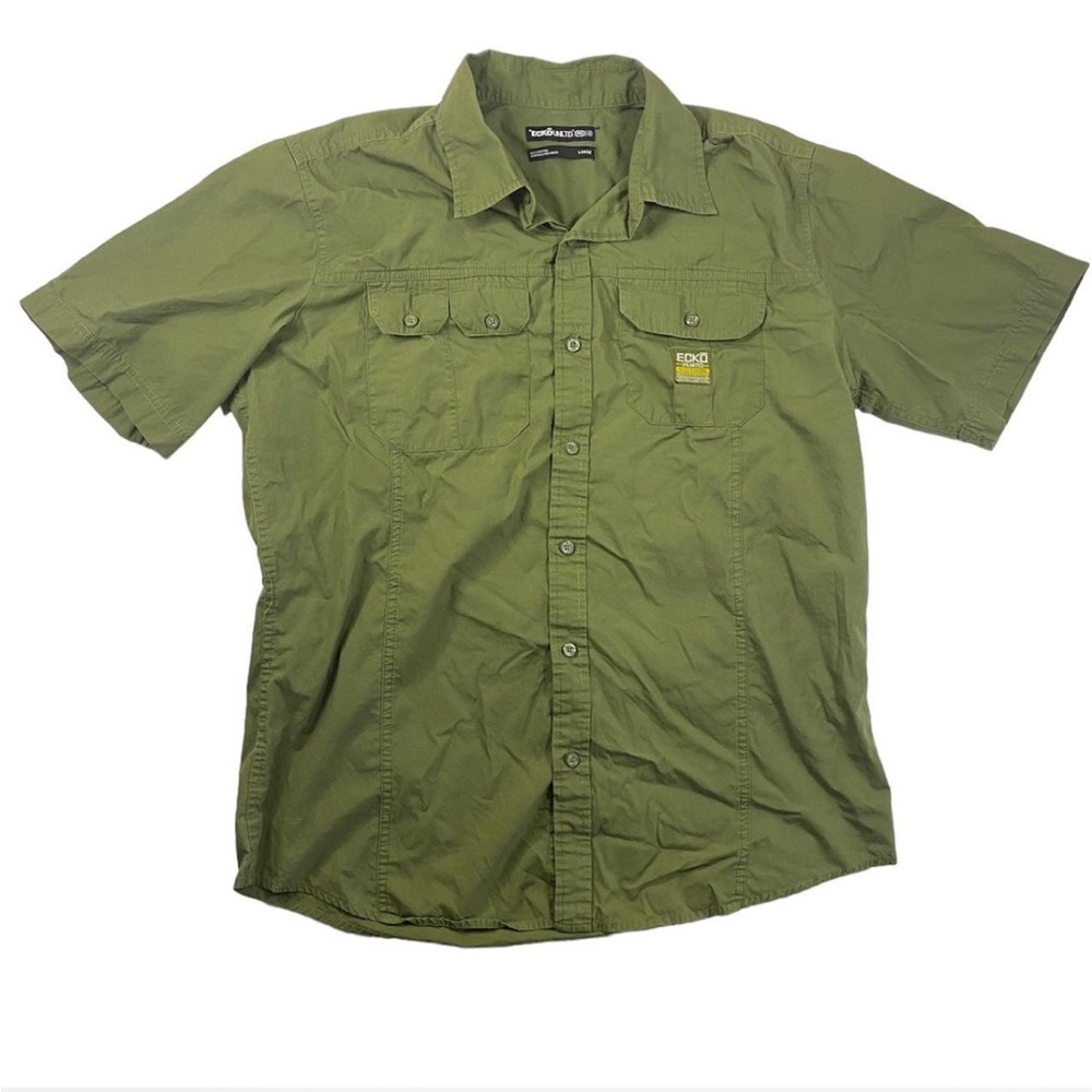 Ecko Unlimited Olive Green Casual Button Down Shirt